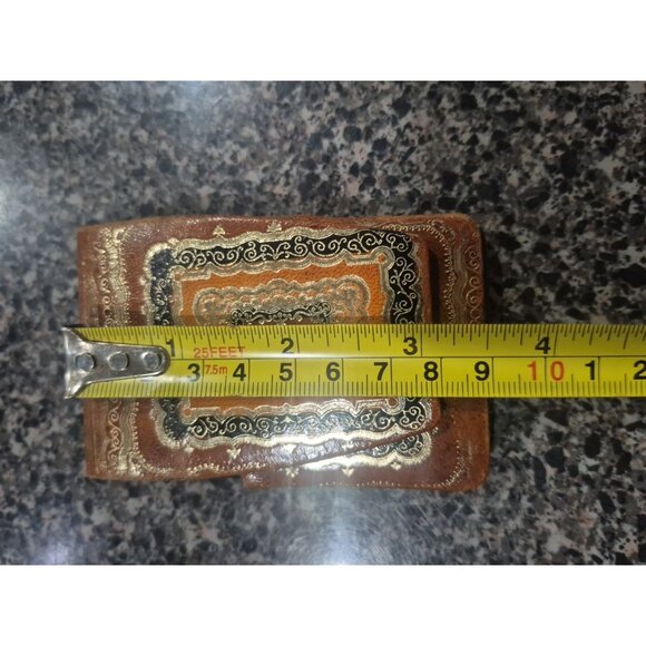 Antique Paper Cigarette Leather Case  Gold, Brown & Black Made In Italy #704 - Picture 7 of 7